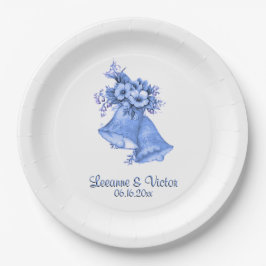 Plato De Papel Las campanas Bodas azules personalizadas