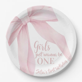 Plato De Papel Las chicas solo quieren ser Un Lazo Rosa