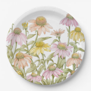 Plato De Papel Las flores acuarela Arte botánico