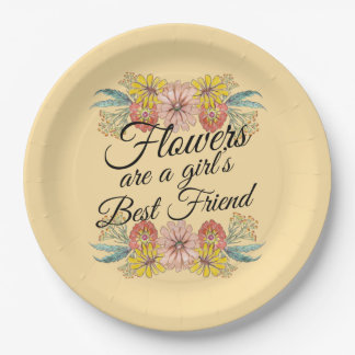 Plato De Papel Las flores son el mejor amigo de los Chicas - Zinn