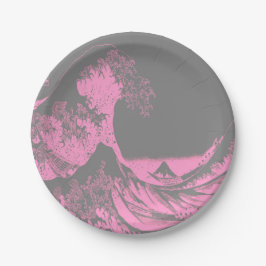 Plato De Papel Las grandes planchas de papel de olas rosadas y gr