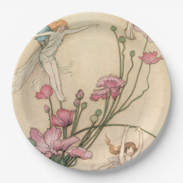 Plato De Papel Las hadas que saltan en las flores