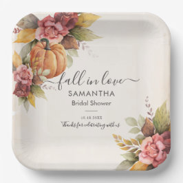 Plato De Papel Las hojas de otoño se enamoran de la despedida de