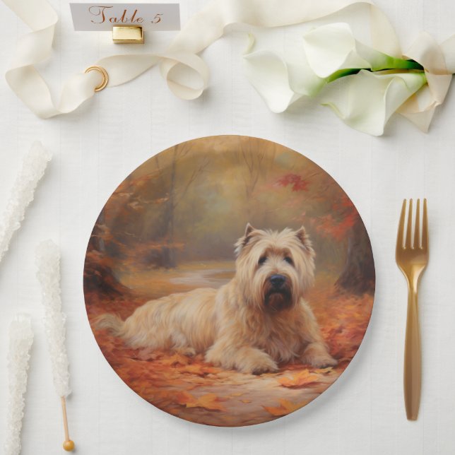 Plato De Papel Las hojas de Wheaten Terrier se inspiran en otoño (Boda)