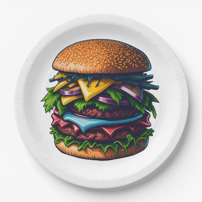 Plato De Papel Las mejores hamburguesas aquí (Anverso)