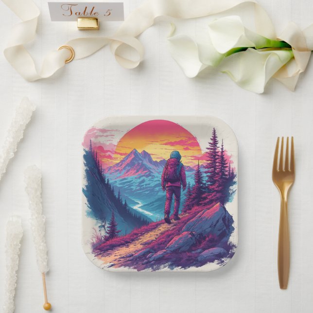 Plato De Papel las montañas Cumpleaños o Ducha  (Boda)