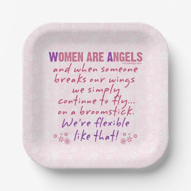 Plato De Papel Las mujeres son placas de papel de ángeles (Anverso)