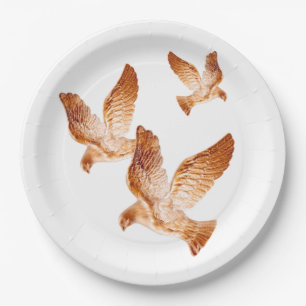 Plato De Papel Las palomas doradas brillantes