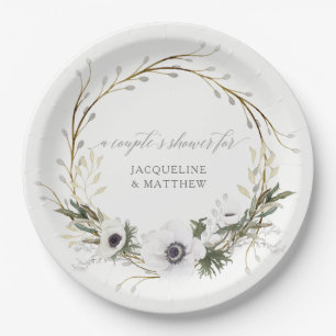 Plato De Papel Las parejas duchan la flor ruidosa BOHO Wreath Ane