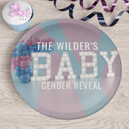 Plato De Papel Las placas de papel Baby Shower azul rosado revela
