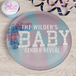 Plato De Papel Las placas de papel Baby Shower azul rosado revela