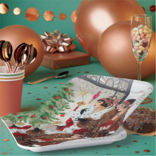 Plato De Papel las señoras retras del vintage del art déco van de