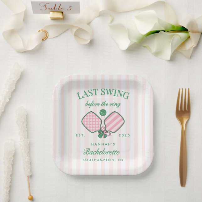 Plato De Papel Last Swing Before The Ring Pickleball Bach Weekend (Boda)
