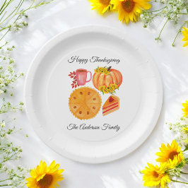 Plato De Papel Latte de especias de la calabaza del naranja