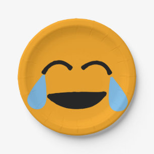 Plato De Papel Laughing Face Funny Naranja Emoticon Emojii