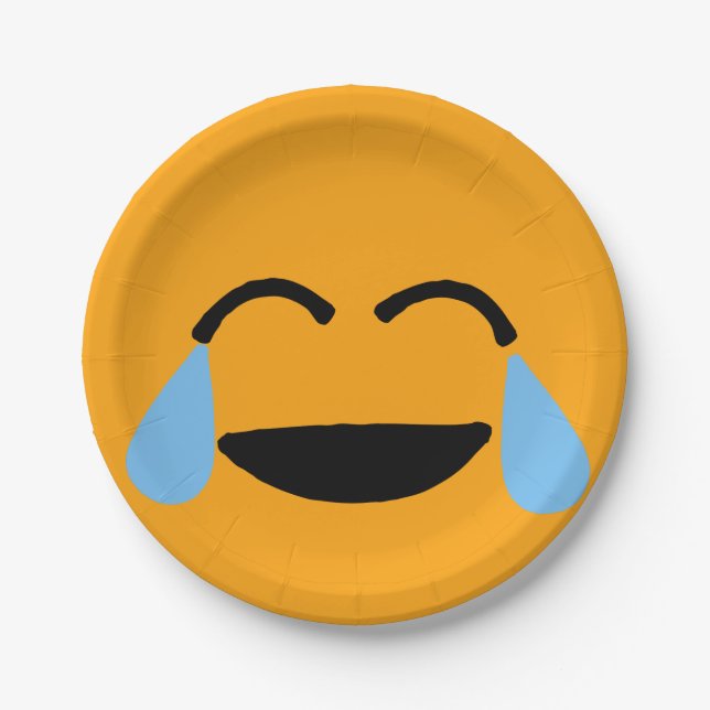 Plato De Papel Laughing Face Funny Naranja Emoticon Emojii (Anverso)