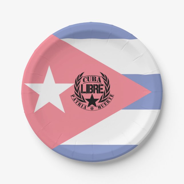 Plato De Papel Laureles de Cuba Libre Motto (Anverso)