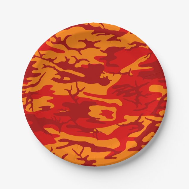 Plato De Papel Lava Red Camo (Anverso)
