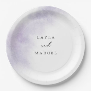 Plato De Papel Lavado de color de agua   Pastel de Boda morado