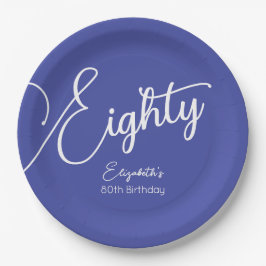 Plato De Papel Lavanda con guión moderno 80º cumpleaños