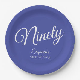 Plato De Papel Lavanda con guión moderno 90 cumpleaños