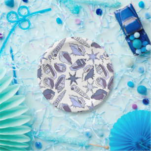 Plato De Papel Lavendar Seashells
