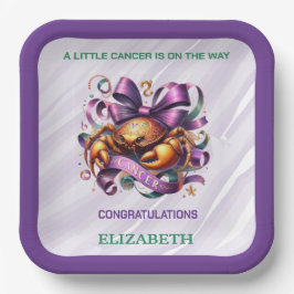 Plato De Papel Lavender and Green Cancer Zodiac Baby Shower