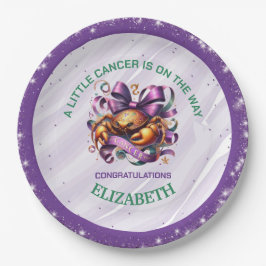 Plato De Papel Lavender and Green Cancer Zodiac Baby Shower