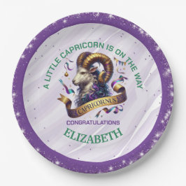 Plato De Papel Lavender and Green Capricorn Zodiac Baby Shower