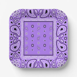 Plato De Papel Lavender Bandana Purple Paisley Fiesta