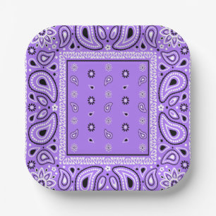 Plato De Papel Lavender Bandana Purple Paisley Fiesta