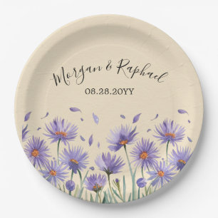 Plato De Papel Lavender Bloom Watercolor Boda de flores silvestre