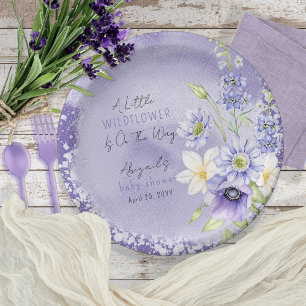 Plato De Papel Lavender Boho Un Pequeño Baby Shower De Flor Silve