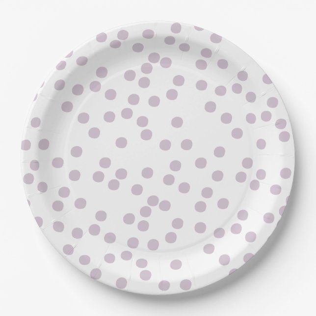 Plato De Papel Lavender Confetti / Polkadots (Anverso)