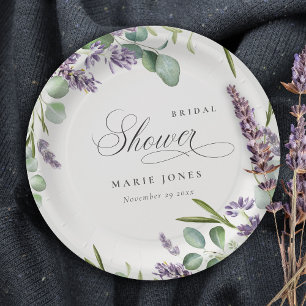 Plato De Papel Lavender Eucalyptus Leafy Foliage Bridal Shower