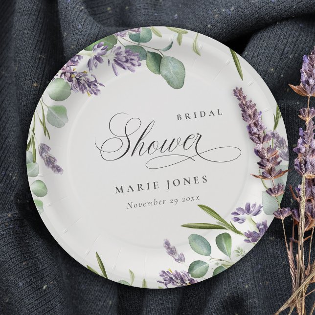 Plato De Papel Lavender Eucalyptus Leafy Foliage Bridal Shower (Subido por el creador)