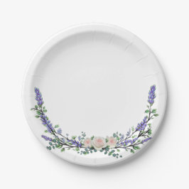 Plato De Papel Lavender Eucalyptus rosa rosa blanca