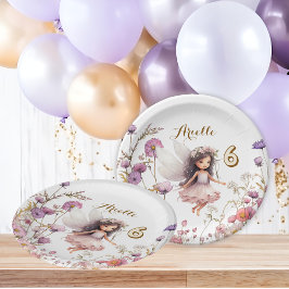Plato De Papel Lavender Fairy wildflower pixie cumpleaños