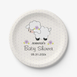 Plato De Papel Lavender Floral Lamb Baby Shower