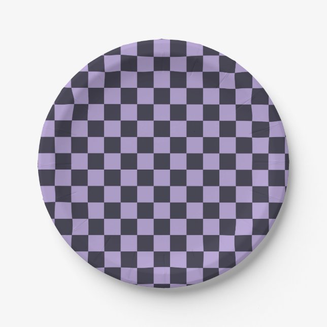 Plato De Papel Lavender haze checkerboard pattern (Anverso)