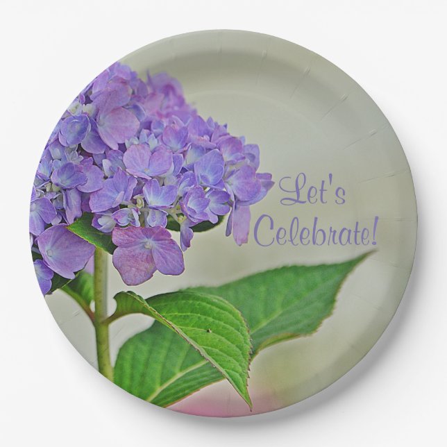 Plato De Papel Lavender Hydrangea Celebremos (Anverso)