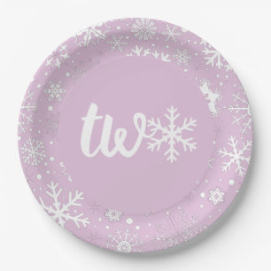 Plato De Papel Lavender Invierno Segundo Cumpleaños Placas De Cop