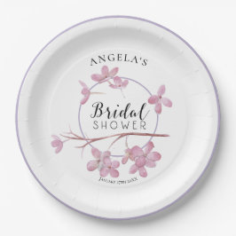 Plato De Papel Lavender Lilac rosa Blossom Bridal Shower