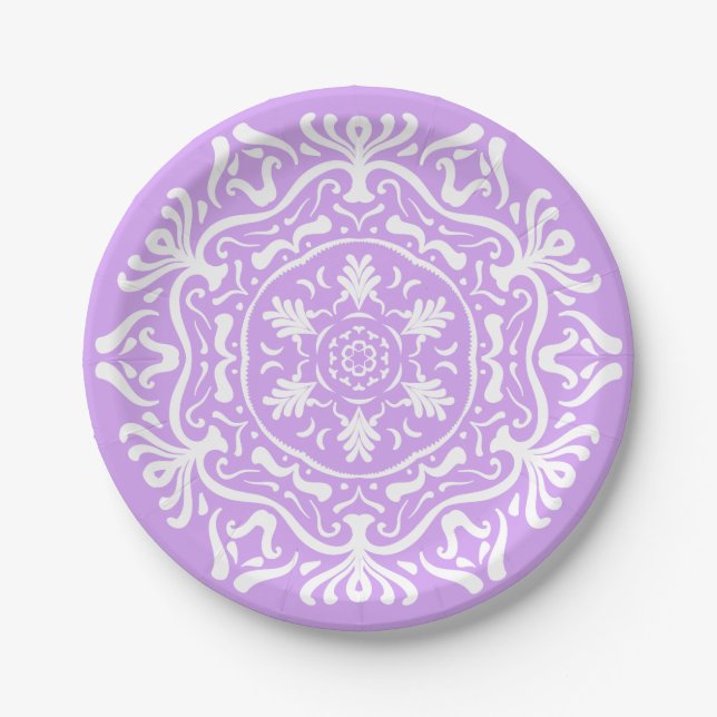 Plato De Papel Lavender Mandala (Anverso)