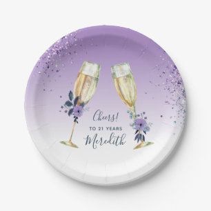 Plato De Papel Lavender Ombre Tostada Verde azulada de Champagne 