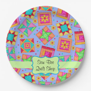 Plato De Papel Lavender Patchwork QuilBlock Name Happy Birthday