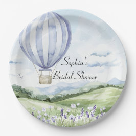 Plato De Papel Lavender Stripes Balón Floral Brigada Ducha
