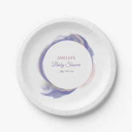 Plato De Papel Lavender Watercolor Abstract Baby Shower