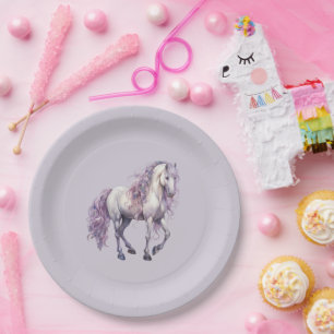 Plato De Papel Lavender White Floral Horario Cumpleaños