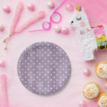 Plato De Papel Lavender White Polka Dots Birthday<br><div class="desc">Lavender White Polka Dots Birthday</div>